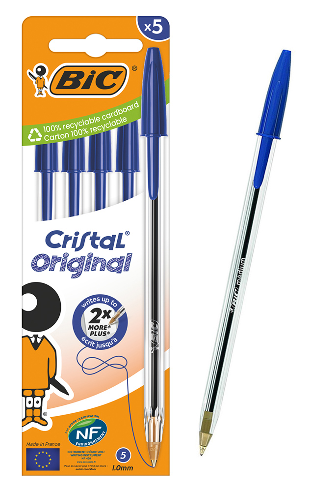 X009516344 BIC στυλό διαρκείας ballpoint Cristal Original, 1mm μύτη, μπλε, 5τμχ - 3086123734661 - Image 1