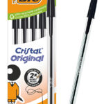 BIC στυλό διαρκείας ballpoint Cristal Original, 1mm μύτη, μαύρο, 5τμχ - 3086123734678