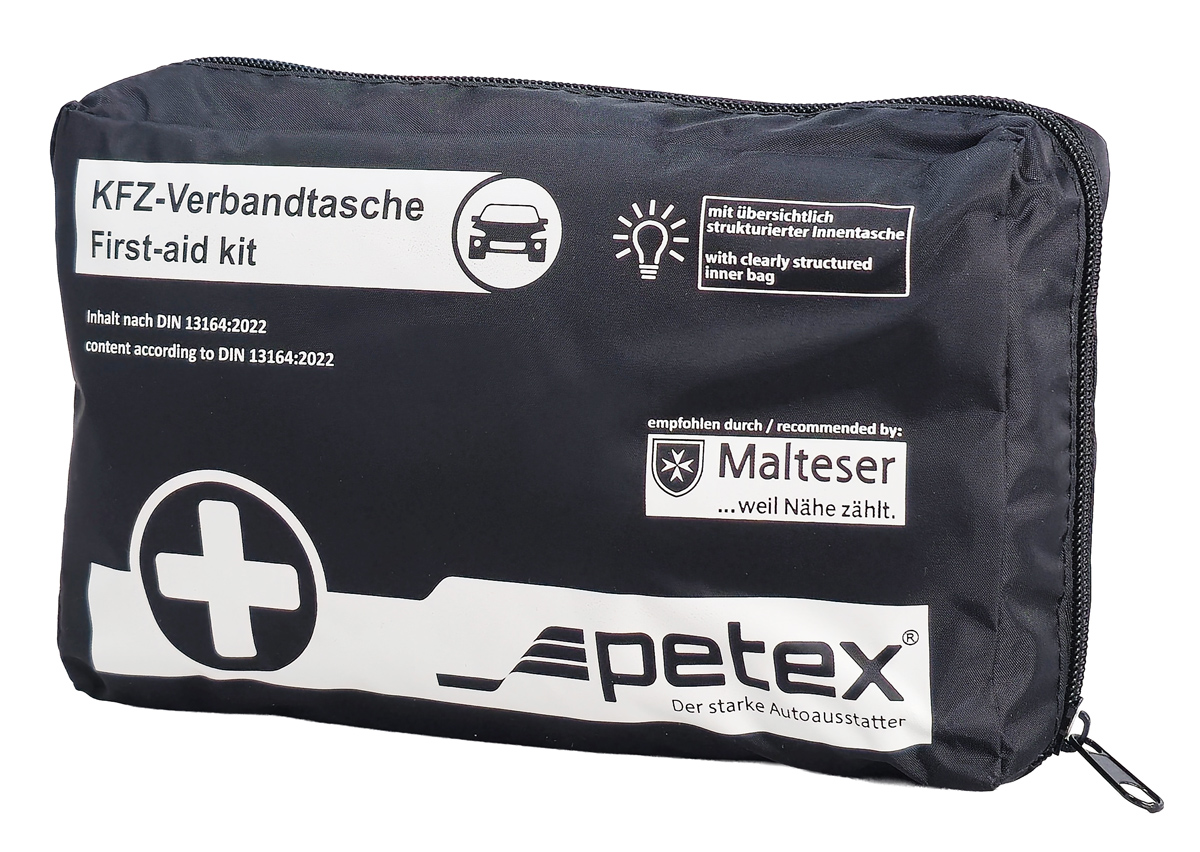 43930004 PETEX kit πρώτων βοηθειών για οχήματα 43930004, DIN 13164-2022, μαύρο - 4028985005021 - Image 1