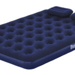 BESTWAY φουσκωτό στρώμα 67374 με τρόμπα & 2x μαξιλάρια, διπλό, 203x152x22cm, μπλε - 6941607353660