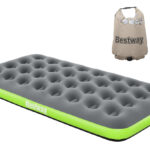 BESTWAY φουσκωτό στρώμα 67619 με 3 σε 1 τρόμπα/μαξιλάρι/τσάντα, μονό, 188x99x22cm, γκρι/πράσινο - 6941607344002
