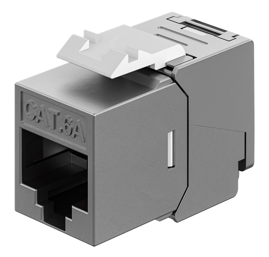 77942 GOOBAY Keystone module RJ45 77942, CAT 6A STP, slim & short, toolfree, ασημί - 4040849779428 - Image 1