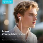 CELEBRAT earphones με μικρόφωνο G40, USB-C σύνδεση, 10mm, 1.2m, λευκά - 6925146951853 - Image 2