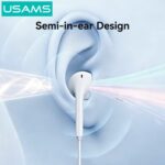 USAMS earphones με μικρόφωνο SJ771, USB-C σύνδεση, 1.2m, λευκά - 6958444997292 - Image 2