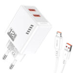 KAKUSIGA φορτιστής τοίχου KSC-1238 με καλώδιο micro USB, 2x USB, 12W, λευκός - 6921042140599