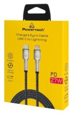 POWERTECH καλώδιο Lightning σε USB-C PTR-0200, PD 27W, 480Mbps, 1m, μαύρο/γκρι - 5210131159392 - Image 2