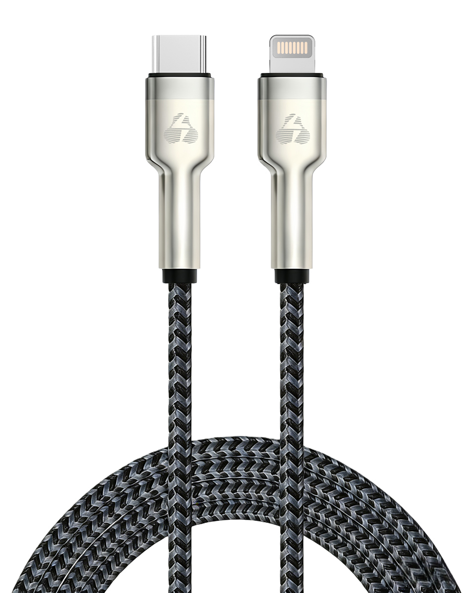 PTR-0200 POWERTECH καλώδιο Lightning σε USB-C PTR-0200, PD 27W, 480Mbps, 1m, μαύρο/γκρι - 5210131159392 - Image 1