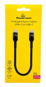 POWERTECH καλώδιο USB-C PTR-0204, PD 60W, 480Mbps, 25cm, μαύρο - 5210131160411 - Image 2