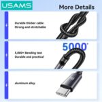 USAMS καλώδιο USB-C SJ769, 60W, 480Mbps, 1m, μαύρο - 6958444997148 - Image 2