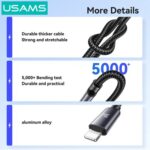 USAMS καλώδιο Lightning σε USB-C SJ770, 30W, 480Mbps, 1m, μαύρο - 6958444997155 - Image 2