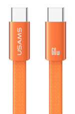 USAMS καλώδιο USB-C SJ783, 60W, 480Mbps, flat, 1.2m, πορτοκαλί - 6958444997483