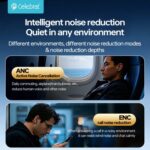 CELEBRAT earphones με θήκη φόρτισης W72, True Wireless, 10mm, 33/380mAh, ANC & ENC, μαύρα - 6925146995154 - Image 2