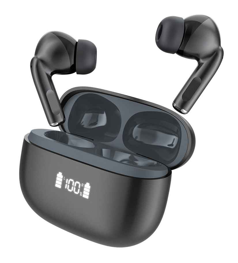 W72-BK CELEBRAT earphones με θήκη φόρτισης W72, True Wireless, 10mm, 33/380mAh, ANC & ENC, μαύρα - 6925146995154 - Image 1