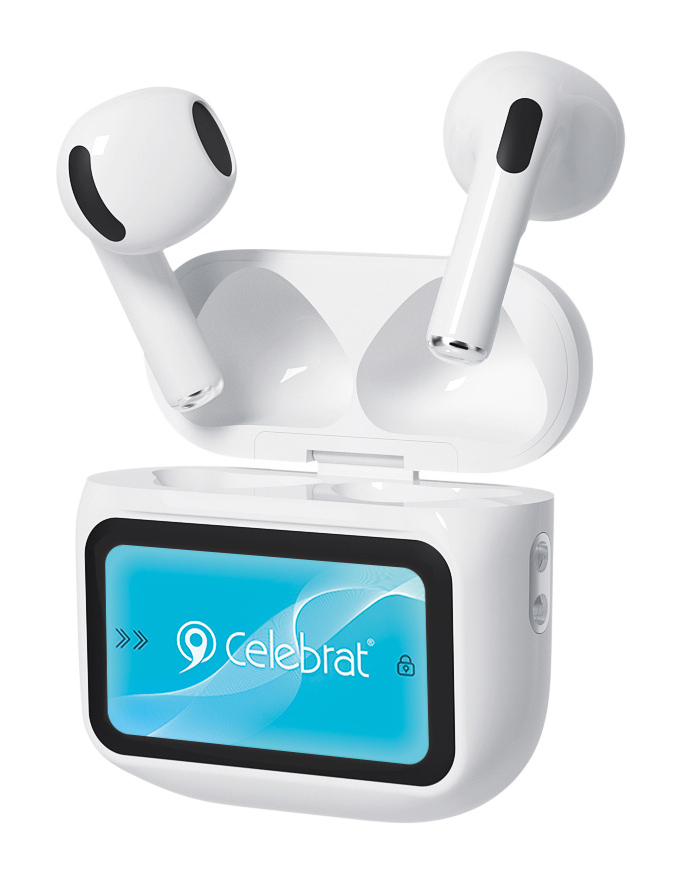 W76 CELEBRAT earphones με θήκη φόρτισης W76, True Wireless, 13mm, 25/300mAh, λευκά - 6925146995239 - Image 1