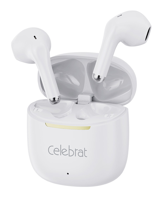 W79-WH CELEBRAT earphones με θήκη φόρτισης W79, True Wireless, 13mm, 30/300mAh, λευκά - 6925146995277 - Image 1