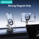 USAMS βάση smartphone αυτοκινήτου ZJ087 για ταμπλό/παρμπρίζ, μαγνητική, μαύρη - 6958444996585 - Image 2
