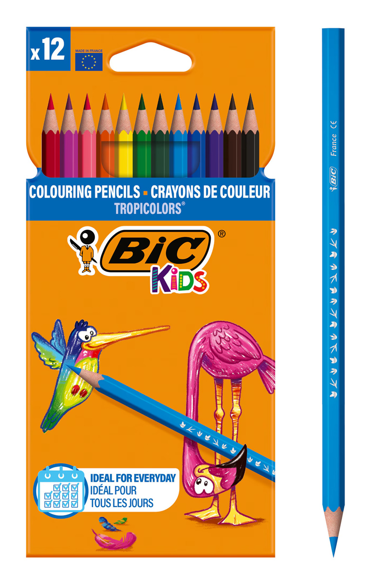 216L12 BIC σετ χρωματιστές ξυλομπογιές Kids Tropicolors, εξάγωνες, 12τμχ - 3270220022503 - Image 1