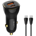 LDNIO φορτιστής αυτοκινήτου C103 με καλώδιο USB-C, USB/USB-C, 60W, μαύρος - 5210131159941