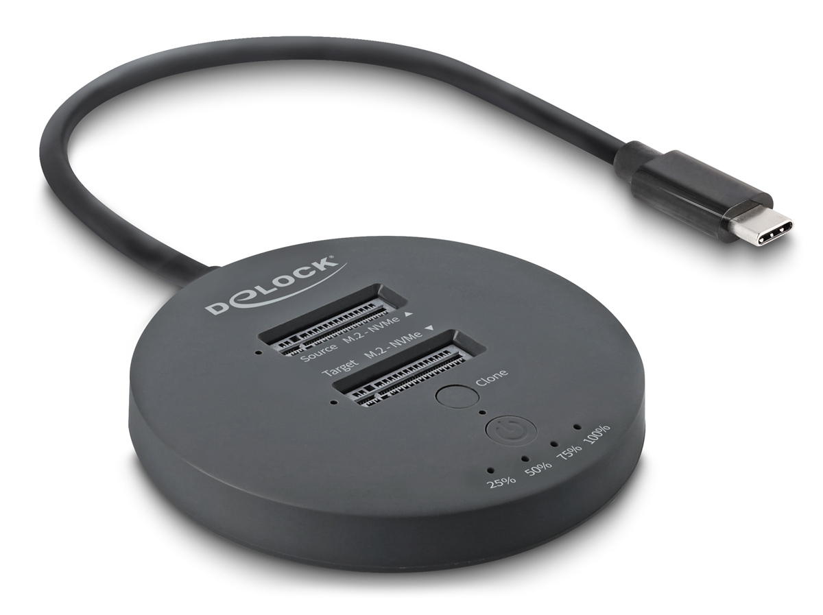 64364 DELOCK docking station για M.2 NVMe PCIe SSD 64364, 2 θέσεων, 20Gbps, clone function, μαύρο - 4043619643646 - Image 1