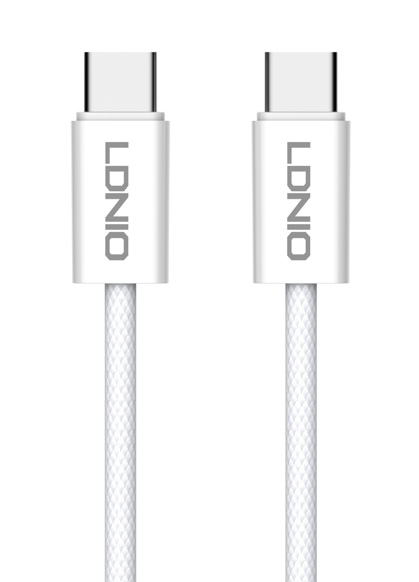 6933138601990 LDNIO καλώδιο USB-C iP-901c, 65W, 480Mbps, 1m, λευκό - 6933138601990 - Image 1