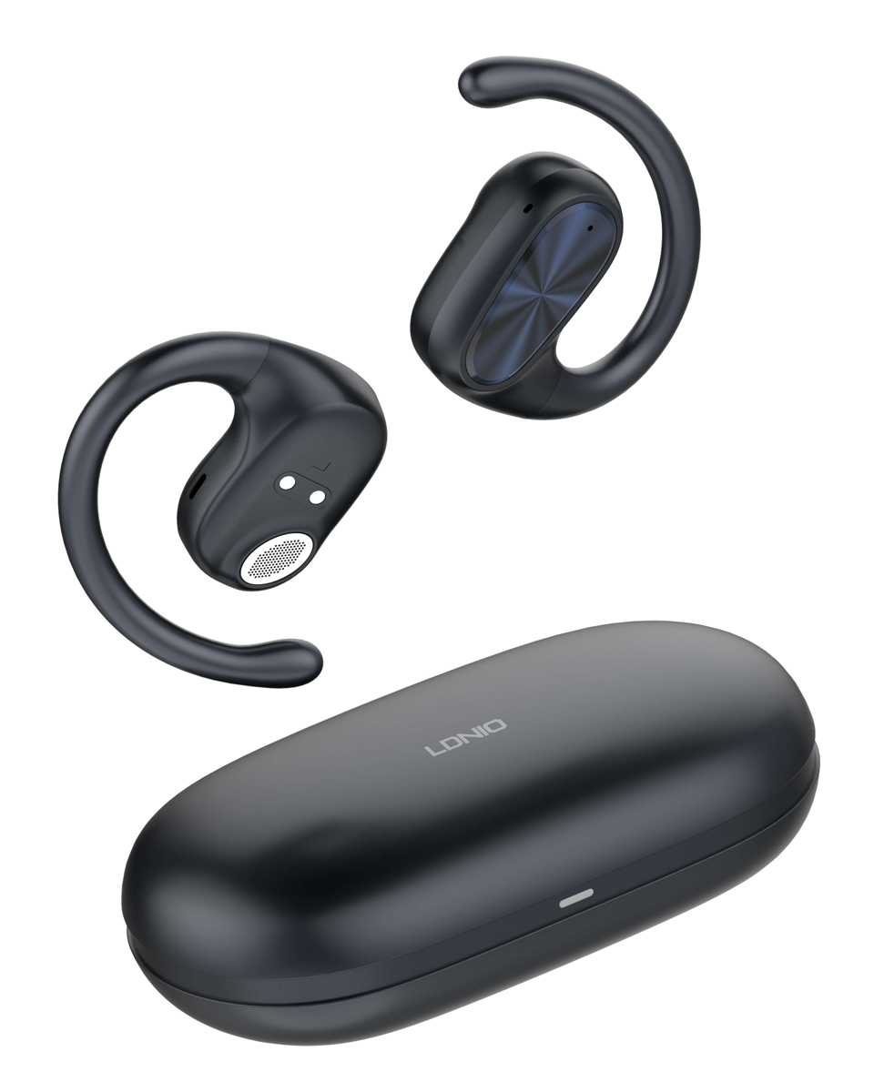 6933138602133 LDNIO earphones με θήκη φόρτισης T07, OWS Bone Conduction, 15mm, 60/500mAh, μαύρα - 6933138602133 - Image 1