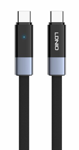 6933138603536 LDNIO καλώδιο USB-C LC242c, flat, 65W, 480Mbps, 2m, μαύρο - 6933138603536 - Image 1