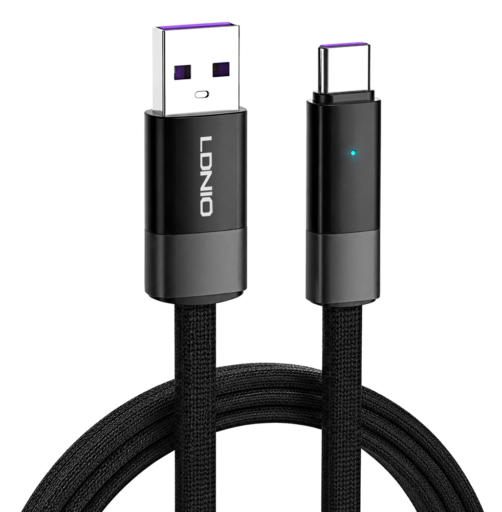 6933138603628 LDNIO καλώδιο USB-C σε USB LS242Q, flat, 100W, 480Mbps, 2m, μαύρο - 6933138603628 - Image 1