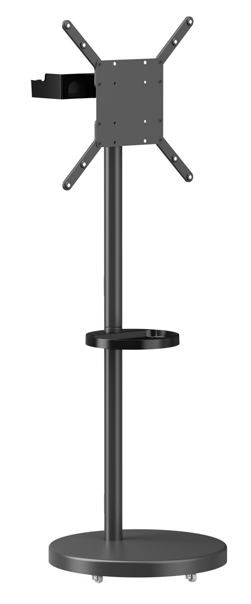 FS38-44TWE BRATECK βάση τηλεόρασης δαπέδου FS38-44TWE, 32-65", έως 50kg, με 2x ράφια, ροδάκια, μαύρη - 5210131163320 - Image 1