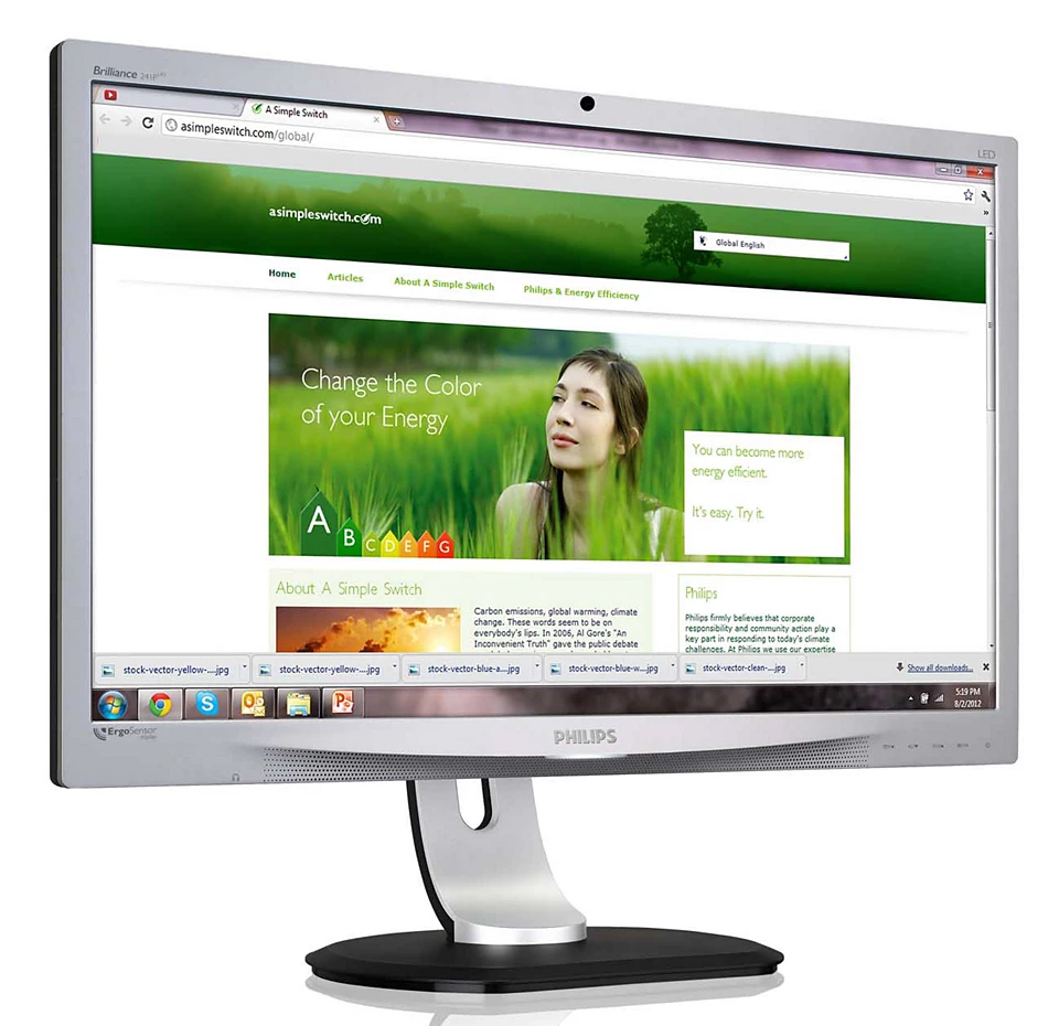 M-241P4LRYES-GB PHILIPS used οθόνη 241P4LRYES LED, 24" 1920x1080, VGA/DVI/DisplayPort, Grade B - 5210131169889 - Image 1