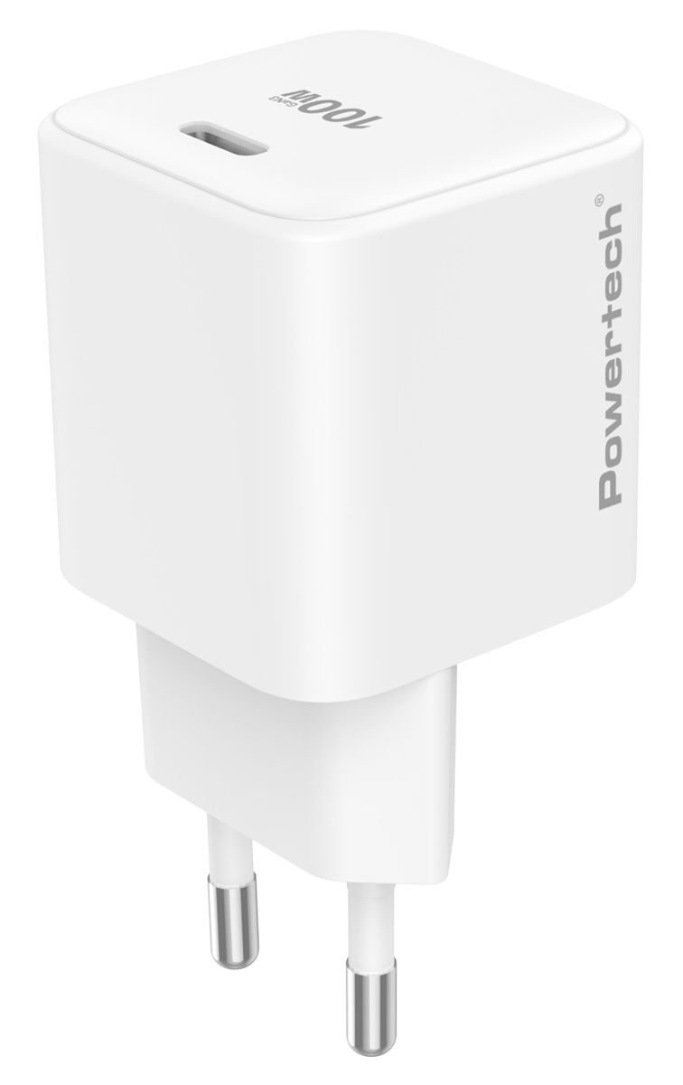 PT-1612 POWERTECH φορτιστής τοίχου PT-1612, USB-C, 100W, GaN, AVS, λευκός - 5210131163245 - Image 1