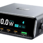 POWERTECH σταθμός φόρτισης PT-1622 με οθόνη, USB & 4x USB-C, GaN, 100W, ασημί - 5210131163658