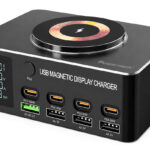 POWERTECH σταθμός φόρτισης PT-1625 με οθόνη, 4x USB/4x USB-C/wireless, 140W, μαύρος - 5210131163689