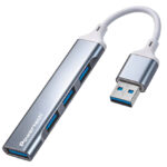 POWERTECH USB hub PTR-0207, 4x θυρών, USB 3.0, 5Gbps, USB σύνδεση, γκρι - 5210131161524